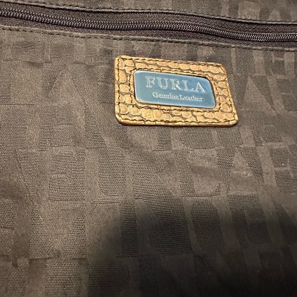 FURLA | Genuine Leather Python Camel Shoulder Bag - Picture 7 of 11